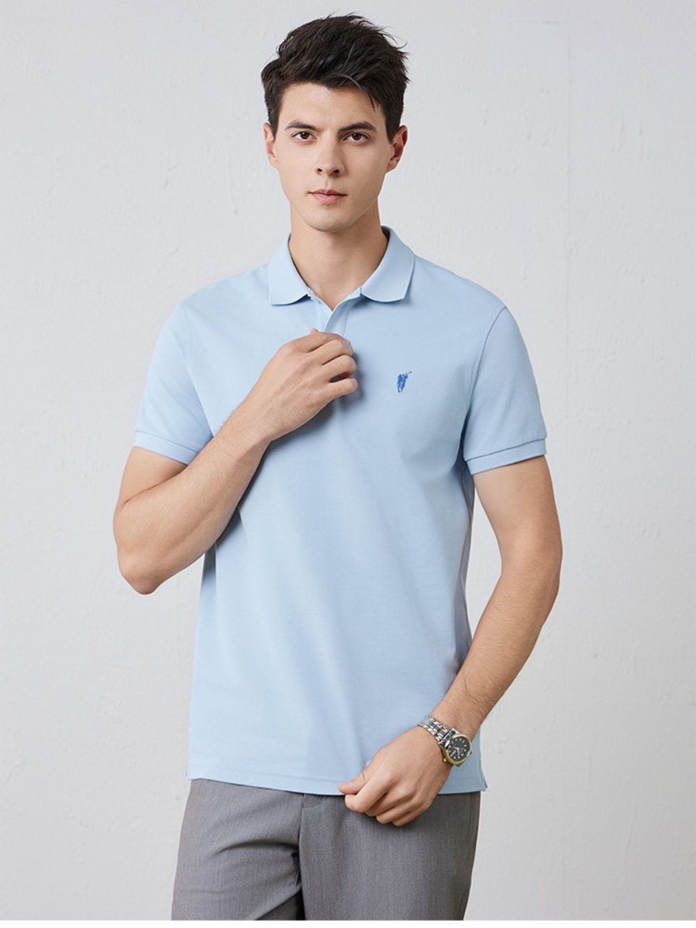 POLOWALK Light Blue Collared Shortsleeve Polo Shirt